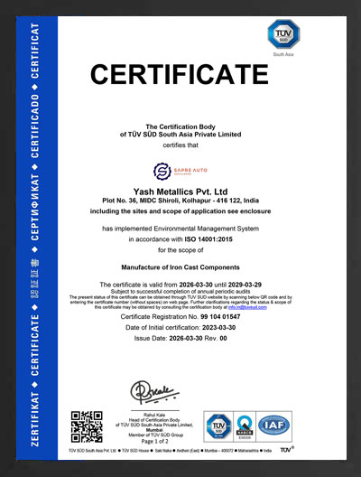 ISO 14001:2015 Certificate